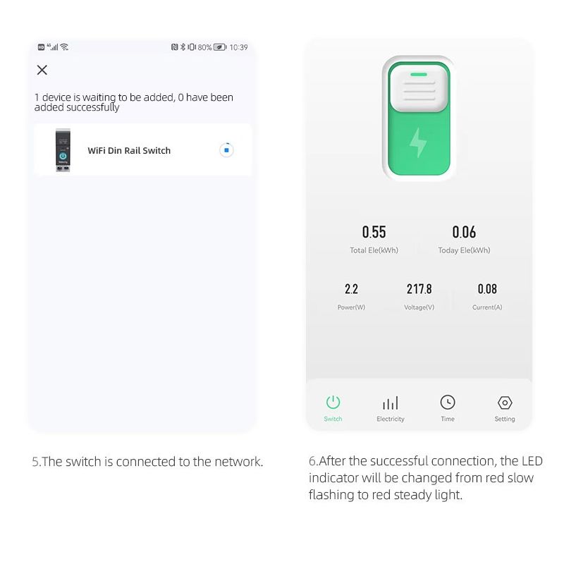 TONGOU Tuya WiFi Smart Strømbryter for Hjemmeautomasjon Fjernkontroll via APP, 63A DIN-skinne Elektrisk Sikkerhet