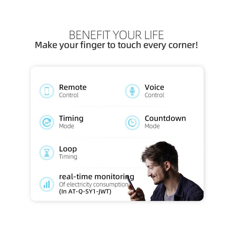 TONGOU Tuya WiFi Smart Strømbryter for Hjemmeautomasjon Fjernkontroll via APP, 63A DIN-skinne Elektrisk Sikkerhet