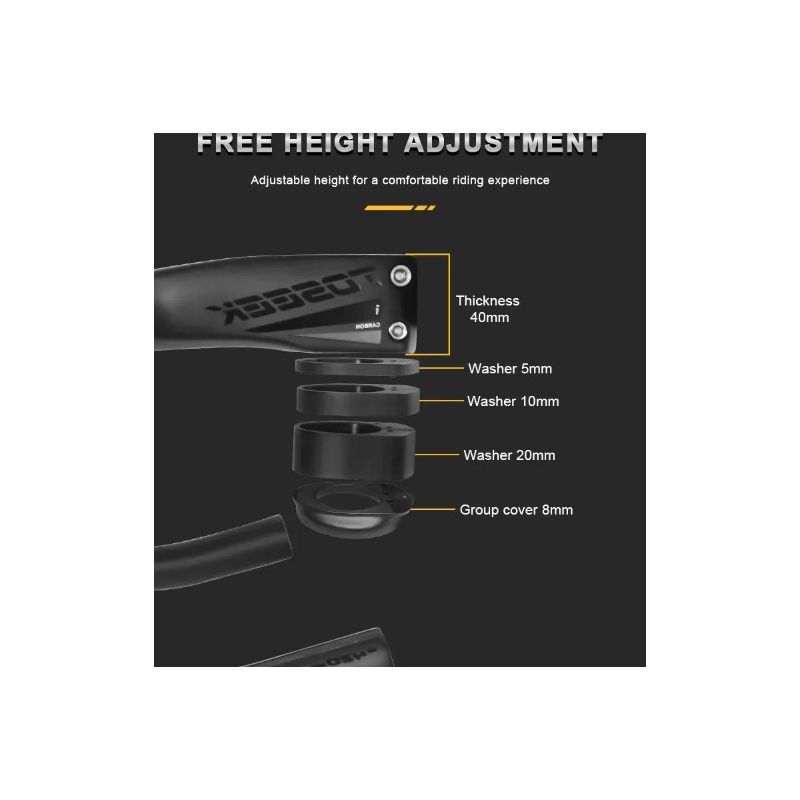 TOSEEK TR5500 landeveissykkel med hel karbonfiberstamme og ultralette sykkeldeler matt svart finish