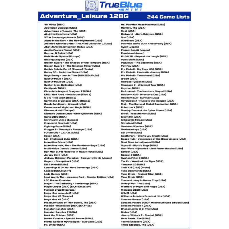 True Blue Mini Crackhead Pack 32G 64G PS ONE MINI Plug and Play for Retrospill Høy Kvalitet Enkel Installering