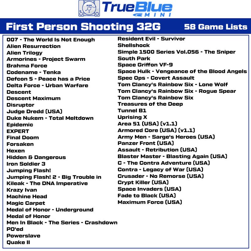 True Blue Mini Crackhead Pack 32G 64G PS ONE MINI Plug and Play for Retrospill Høy Kvalitet Enkel Installering