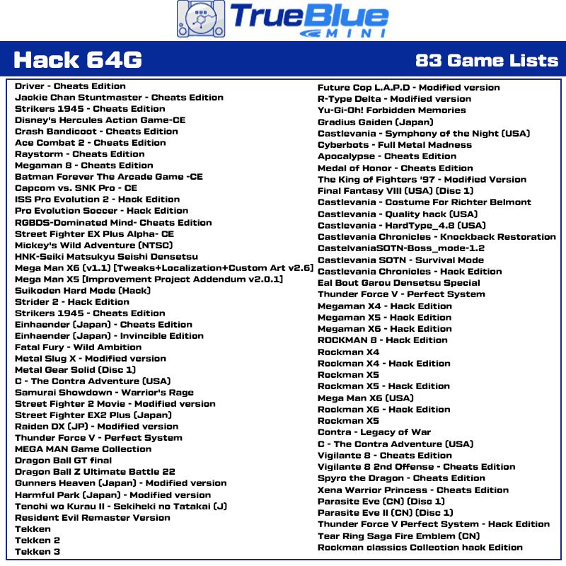 True Blue Mini Crackhead Pack 32G 64G PS ONE MINI Plug and Play for Retrospill Høy Kvalitet Enkel Installering