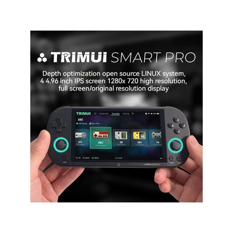 Trimui Smart Pro Vintage håndholdt spillkonsoll Retro Arcade 4,96 tommer HD IPS-skjerm Kompakt design
