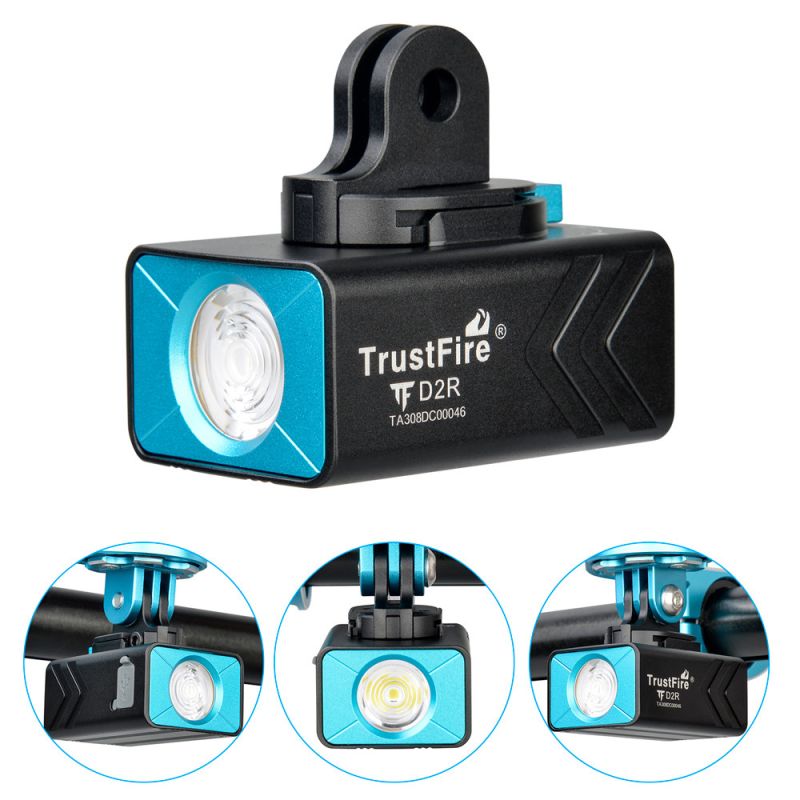 TrustFire D2R sykkellykt 450LM foran lysstyrke IP66 vanntett oppladbar Type-C sykkeltilbehør sikkerhet