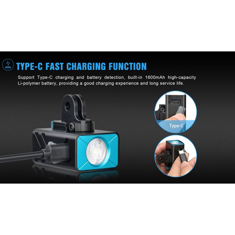 TrustFire D2R sykkellykt 450LM foran lysstyrke IP66 vanntett oppladbar Type-C sykkeltilbehør sikkerhet