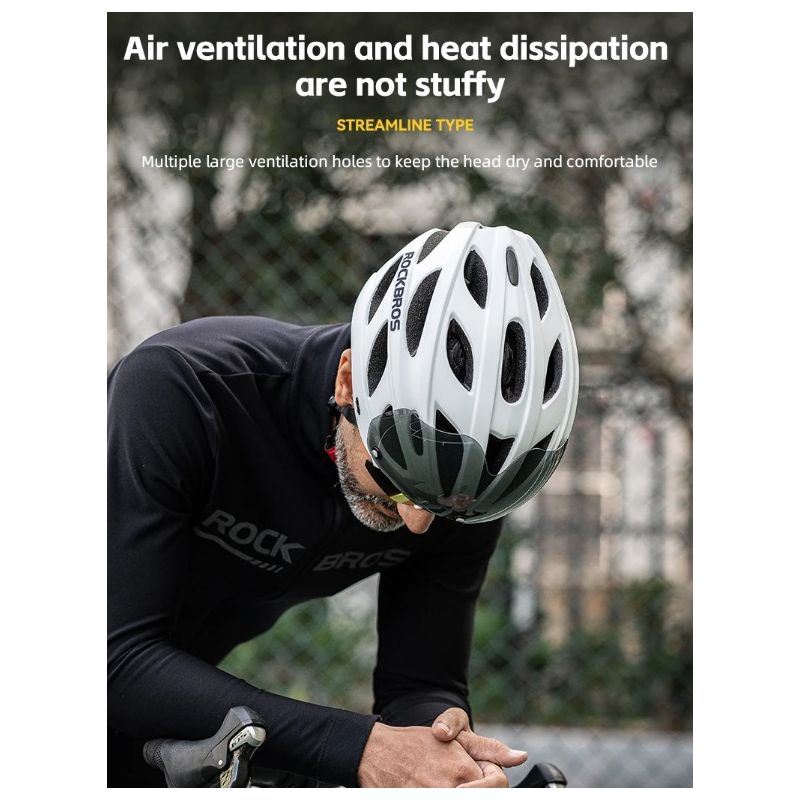 ROCKBROS sykkelhjelm med integrert støpt design pustende EPS og briller Perfekt for MTB og landeveissykling