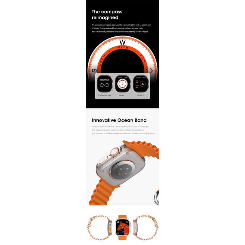 Smartklokke Ultra 9 49mm | Bluetooth, GPS, NFC & Puls | Vanntett IP68 Sportsklokke med Norsk Språk