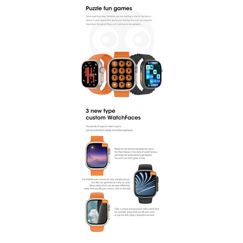 Smartklokke Ultra 9 49mm | Bluetooth, GPS, NFC & Puls | Vanntett IP68 Sportsklokke med Norsk Språk