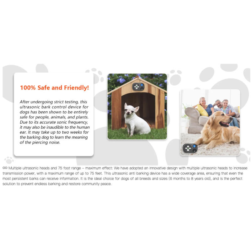 Ultralyd automatisk bjeffestoppenhet for hunder - Effektiv bjeffekontroll og nabofred. Støyforebyggende trening.