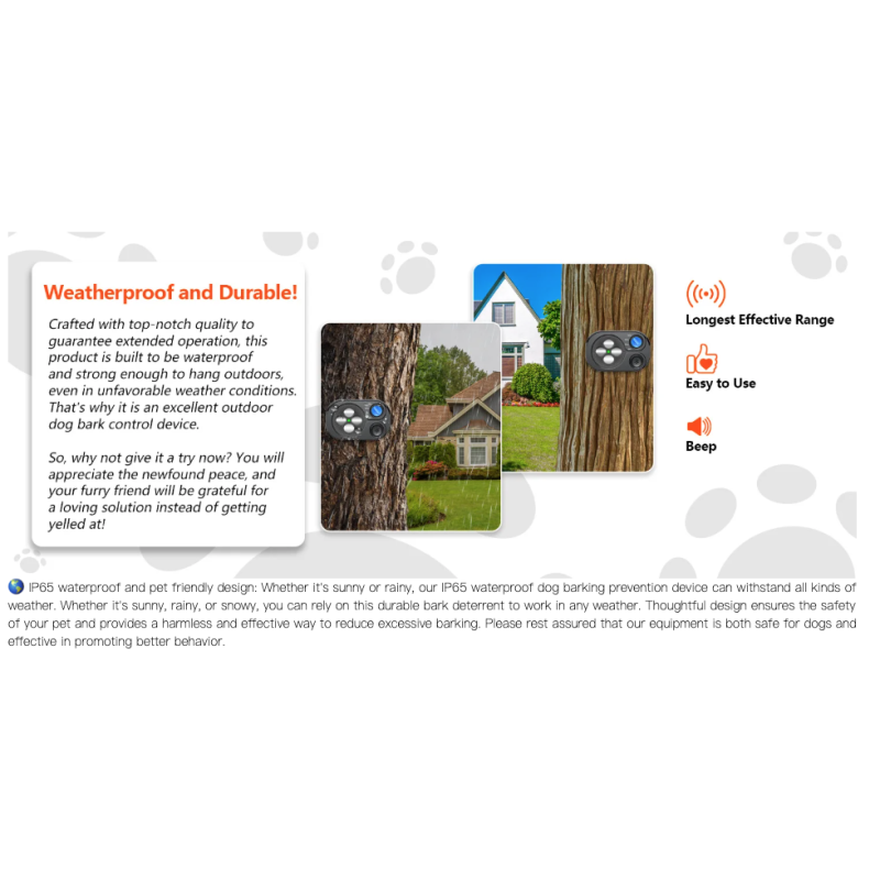 Ultralyd automatisk bjeffestoppenhet for hunder - Effektiv bjeffekontroll og nabofred. Støyforebyggende trening.