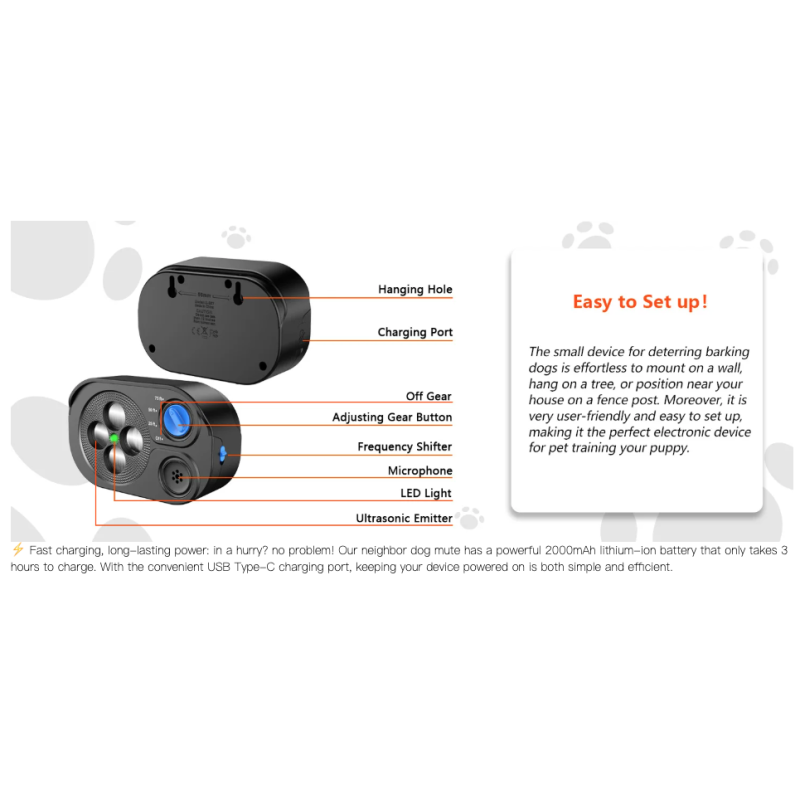 Ultralyd automatisk bjeffestoppenhet for hunder - Effektiv bjeffekontroll og nabofred. Støyforebyggende trening.