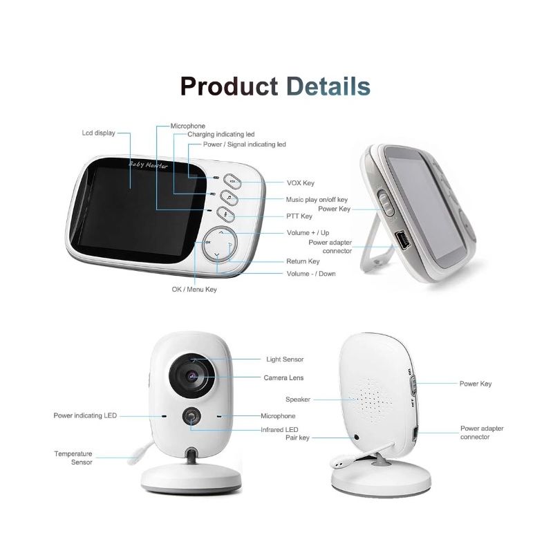 VB603 Video Baby Monitor med toveis lyd infrarødt nattsyn 2.4G teknologi for trygg barneovervåking