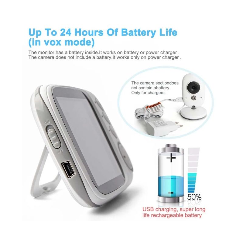 VB603 Video Baby Monitor med toveis lyd infrarødt nattsyn 2.4G teknologi for trygg barneovervåking