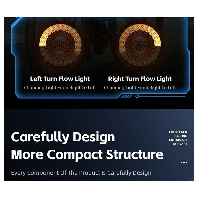 Mangesidig sykkelbaklykt med oppladbart smart bremselys trådløs fjernkontroll retningslys og fargerik blits