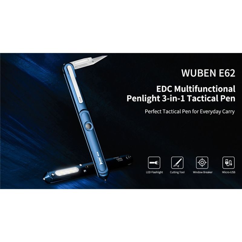 Wuben E62 beste multifunksjonell EDC pennelykt kompakt med 130 lumen flere lysmoduser langvarig batteritid