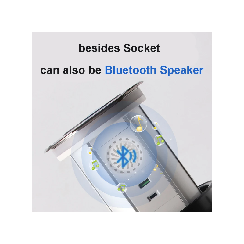 VENSTPOW Elektriske løftekontakter Skjult bordplate uttak med USB trådløs lading og EU-standard