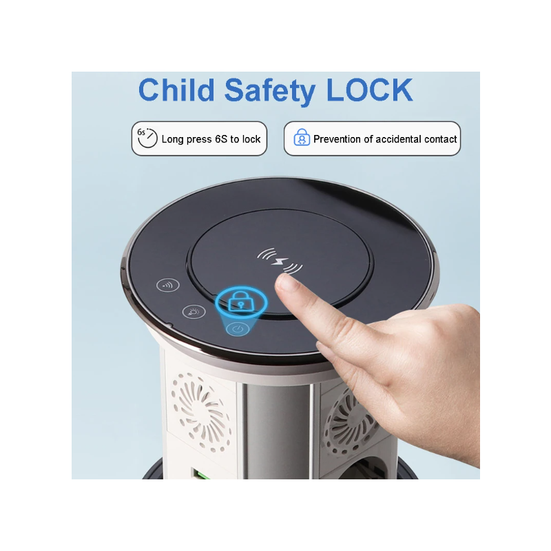 VENSTPOW Elektriske løftekontakter Skjult bordplate uttak med USB trådløs lading og EU-standard