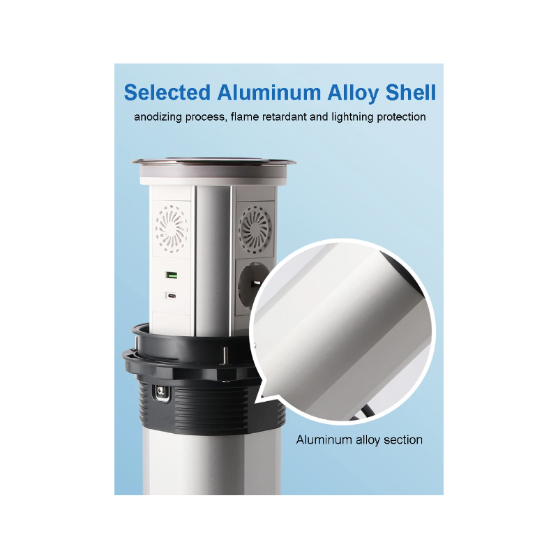 VENSTPOW Elektriske løftekontakter Skjult bordplate uttak med USB trådløs lading og EU-standard