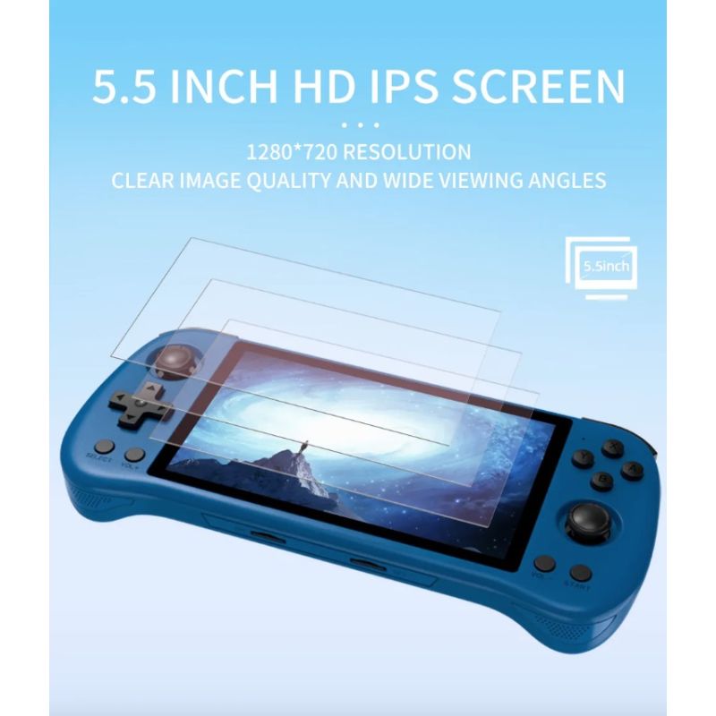POWKIDDY X55 Håndholdt Spillkonsoll 5,5 Tommers IPS-skjerm 1280x720 Oppløsning Perfekt for Retro Gaming