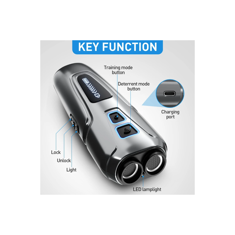 Ultrasonisk Hundavviser LED-Lommelykt Anti Bjeffing Høyeffekts Hundetrening for Sikker Atferdskorrigering