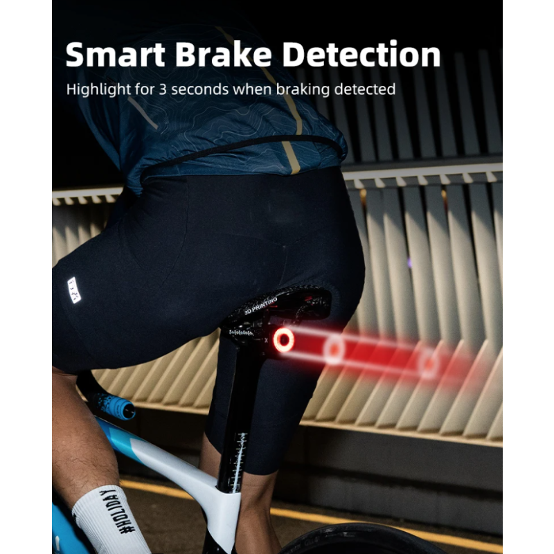 XOSS XR Pro sykkelbaklys med smart auto bremsesensing USB-lading vanntett og holdbart sykkeltilbehør