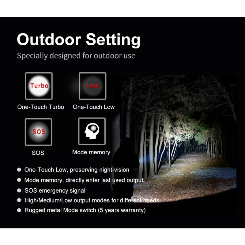 Klarus XT21X Pro kraftig LED lommelykt 4400 lumen oppladbar taktisk utstyr for camping og nødsituasjoner