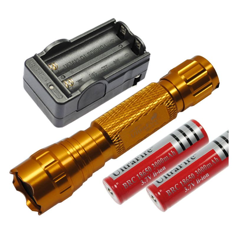 Multi Farge Velg LED lommelykt 1300 LUMENS 5 Modus Ultrafire 501B robust aluminium for friluftsliv camping