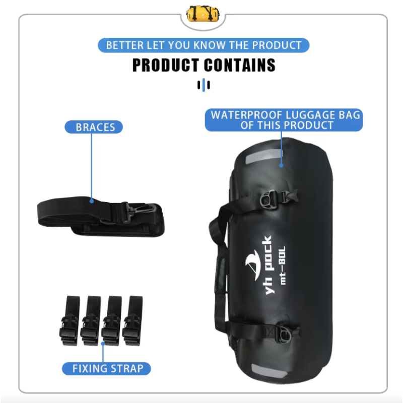 Vanntett Motorsykkelveske 40/80L - Sykkelveske & Bagasjebærer for Reiser! Rulletopp PVC