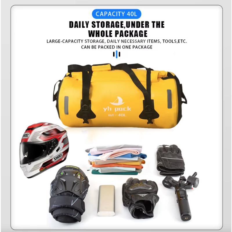 Vanntett Motorsykkelveske 40/80L - Sykkelveske & Bagasjebærer for Reiser! Rulletopp PVC