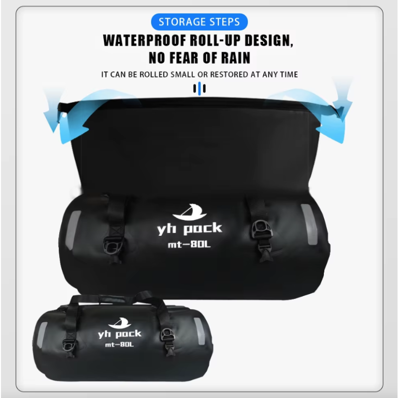 Vanntett Motorsykkelveske 40/80L - Sykkelveske & Bagasjebærer for Reiser! Rulletopp PVC