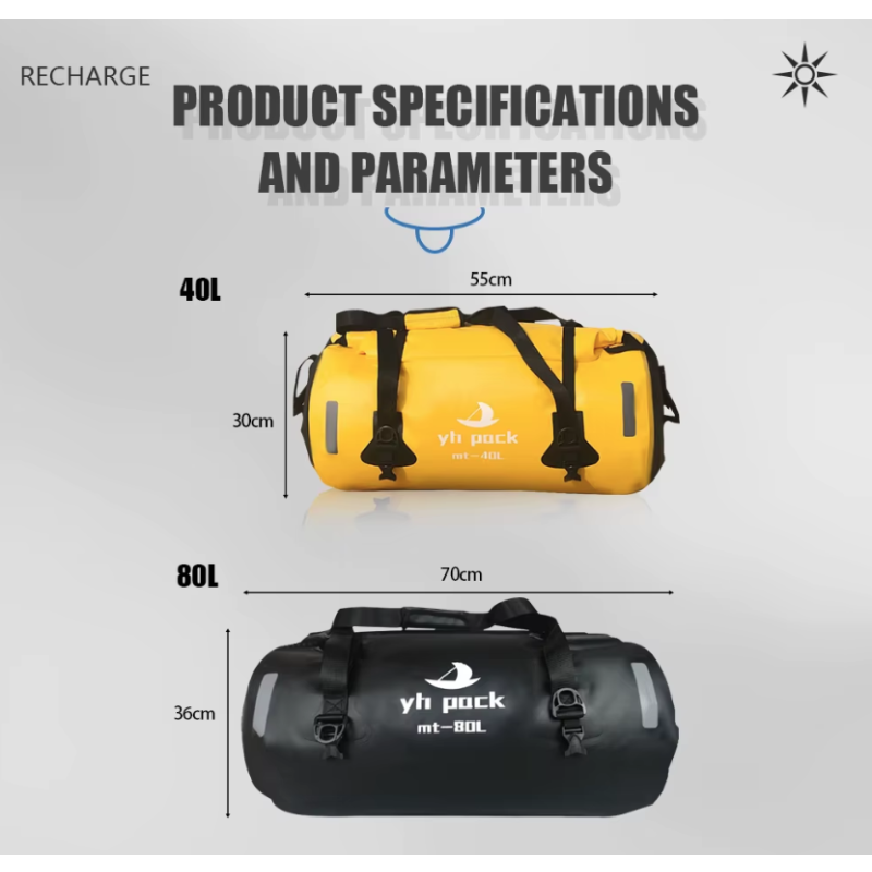 Vanntett Motorsykkelveske 40/80L - Sykkelveske & Bagasjebærer for Reiser! Rulletopp PVC