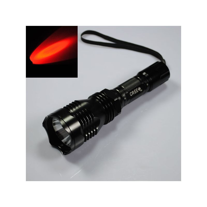 Uniquefire HS-802 robust rød lommelykt for friluftsliv kraftig LED vanntett design 500m rekkevidde 6061T aluminium