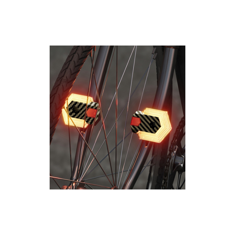 CarryBright Gjør sykkelen trygg! Karbonfiber Blinklys Sykkel, USB oppladbar LED lys med Trådløs Fjernkontroll for ELSykkel.