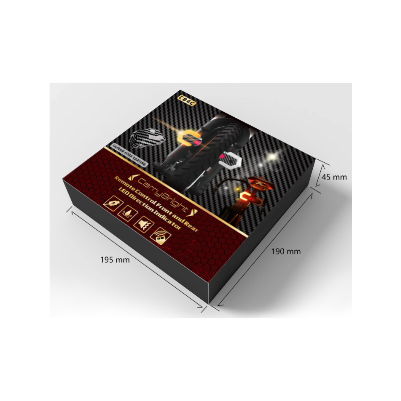 CarryBright Gjør sykkelen trygg! Karbonfiber Blinklys Sykkel, USB oppladbar LED lys med Trådløs Fjernkontroll for ELSykkel.