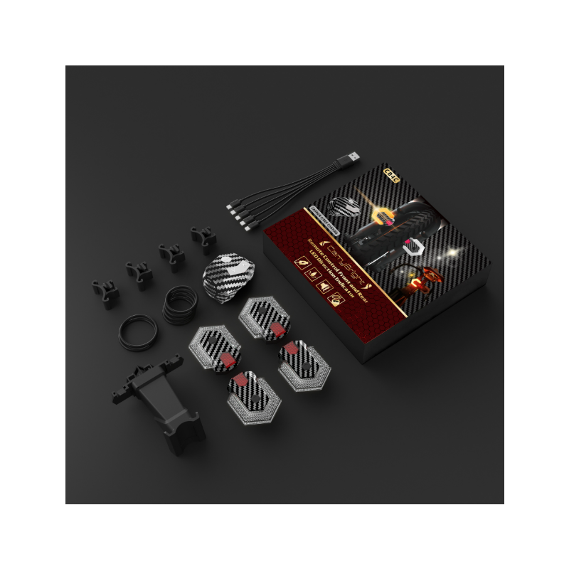 CarryBright Gjør sykkelen trygg! Karbonfiber Blinklys Sykkel, USB oppladbar LED lys med Trådløs Fjernkontroll for ELSykkel.