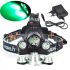 Boruit RJ-3000 LED-hodelykt 1000 lumen vanntett eventyrutstyr T6 hvitt lys XPE R5 grønt lys for camping
