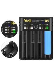YONII Q4 18650 batterilader 4 spor for 14500 18500 Lithium Nimh batteri
