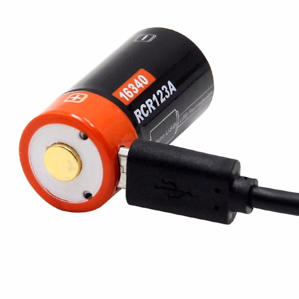 16340 650mAh 3.7V Mikro-USB oppladbart litium-ion-batteri miljøvennlig langvarig for lommelykter og utstyr