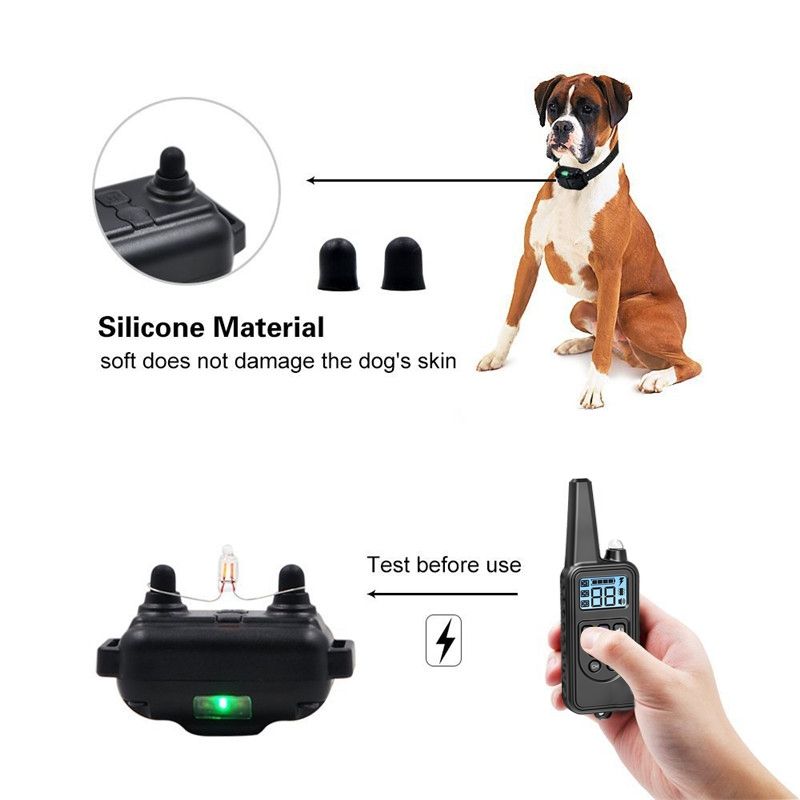 2019 NYTT Elektrisk Hundetreningshalsbånd med Fjernkontroll Justerbare Nivåer Vanntett Effektiv Hundetrening