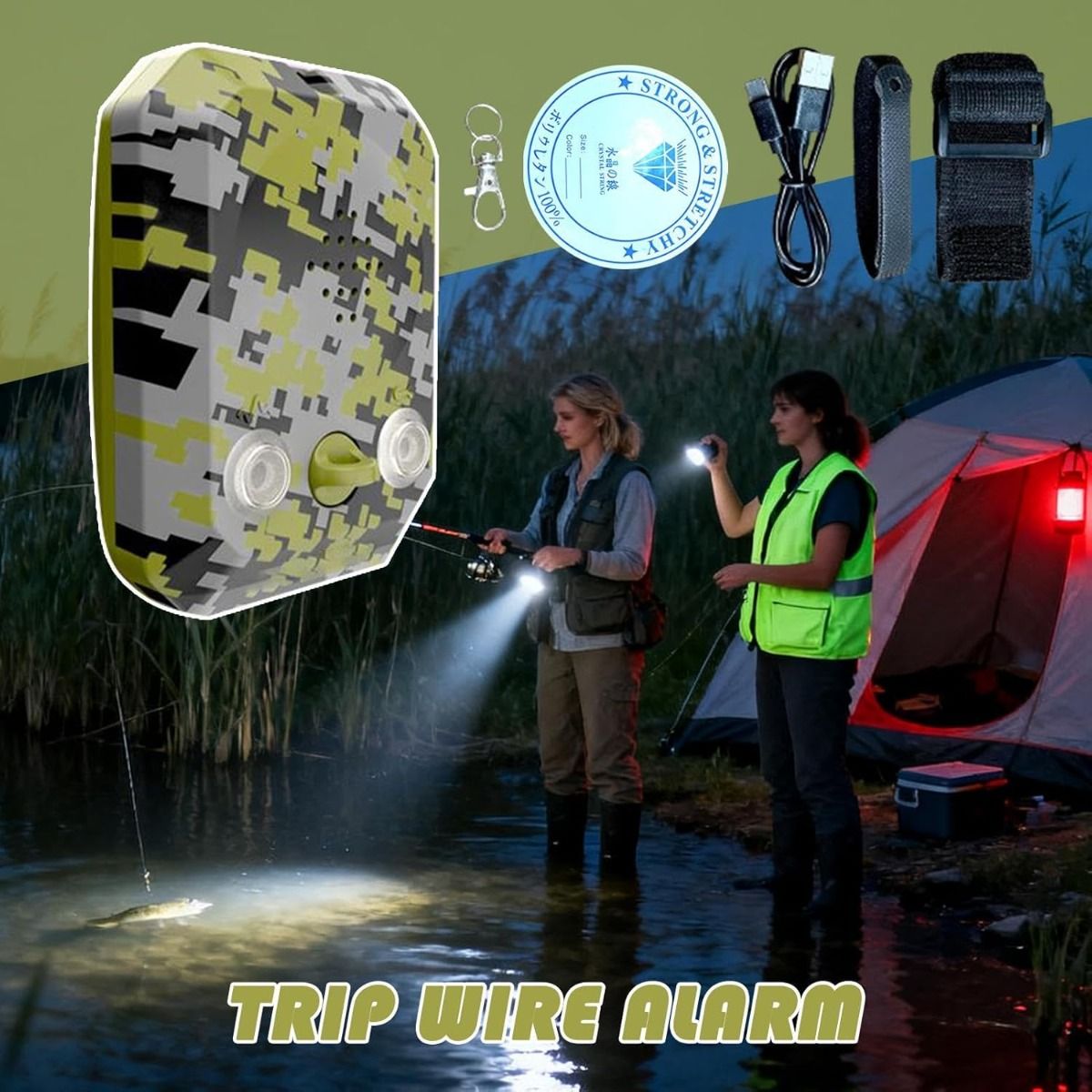 120dB Perimeteralarm | Vanntett Snubletrådalarm for Camping, Jakt & Utendørs Sikkerhet