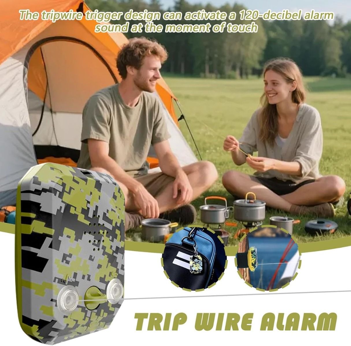 120dB Perimeteralarm | Vanntett Snubletrådalarm for Camping, Jakt & Utendørs Sikkerhet