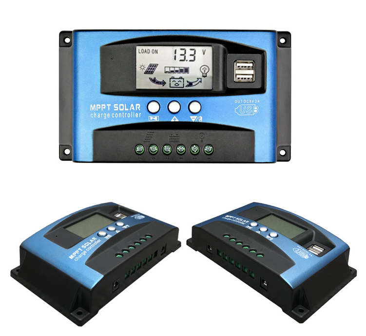 MPPT solcellelader 30A 40A 50A 60A 100A LCD-skjerm Dobbel USB Batterilevetidsforlengelse