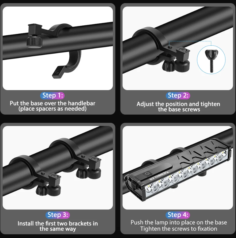 NITEBEAM 10 000 lumen ultralyssterk sykkellykt foran, vanntett, USB-lading for MTB- og landeveissykling – sikkerhet
