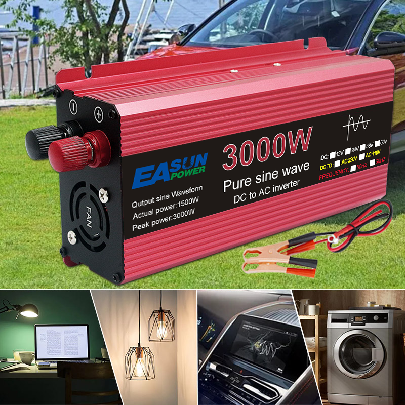 Ren sinusbølge inverter 3000W 2200W 1600W 1000W Holdbart aluminium-magnesium design Høy effektivitet Campingkraft