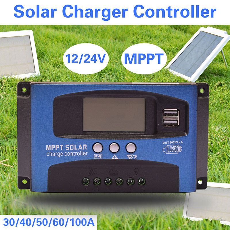 MPPT solcellelader 30A 40A 50A 60A 100A LCD-skjerm Dobbel USB Batterilevetidsforlengelse