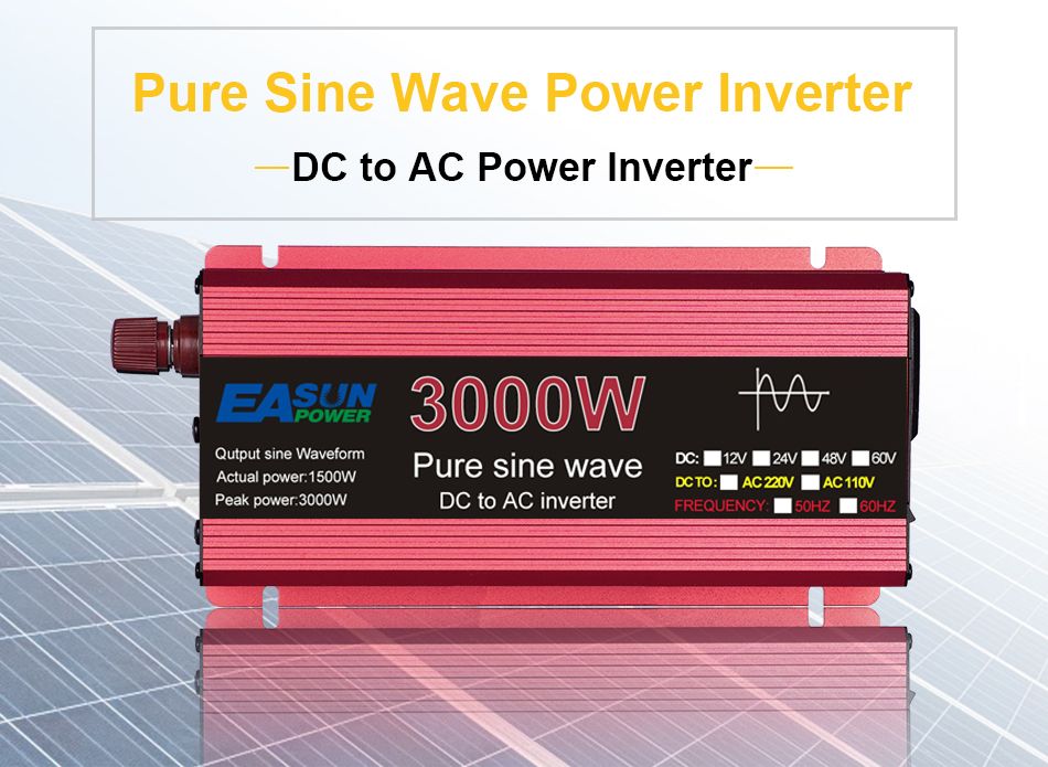 Ren sinusbølge inverter 3000W 2200W 1600W 1000W Holdbart aluminium-magnesium design Høy effektivitet Campingkraft