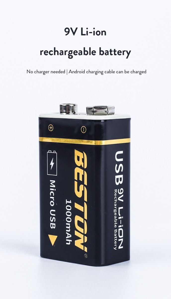 Beston 9V 1000mAh li-ion oppladbart batteri USB lading for RC helikopter mikrofon høy kapasitet og miljøvennlig
