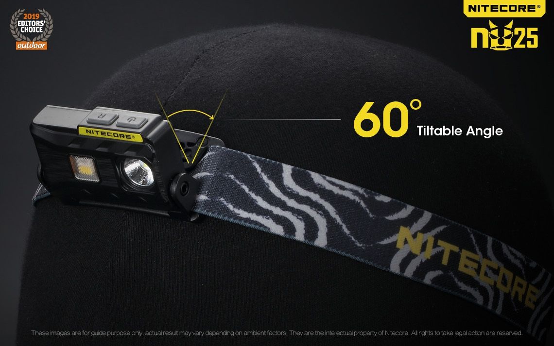 Nitecore NU25 XP-G2 S3 LED oppladbar hodelykt 360 lumen lettvekts eventyrtilbehør utendørsbelysning