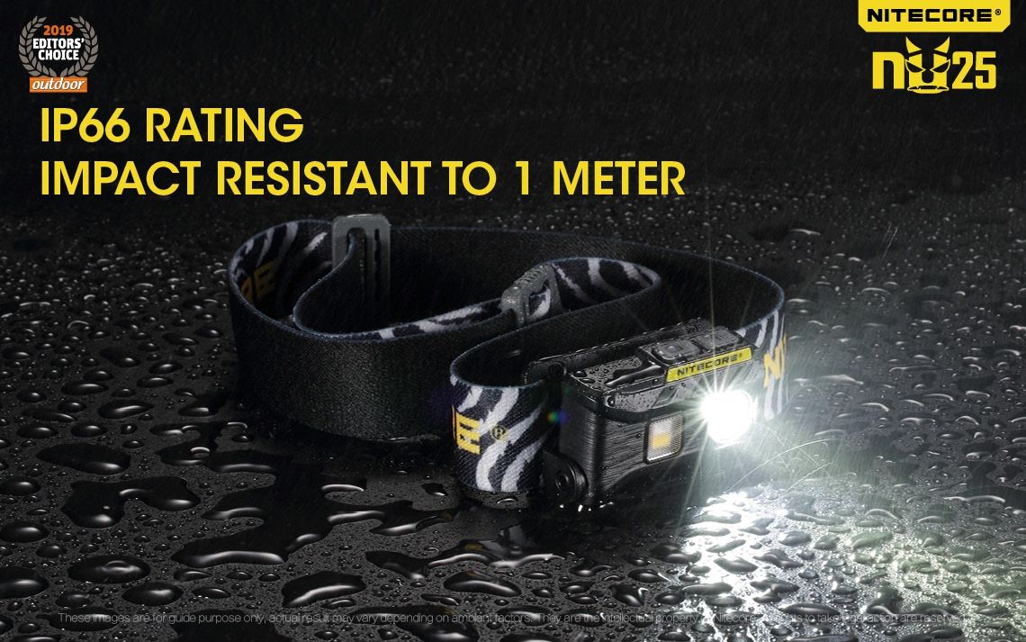 Nitecore NU25 XP-G2 S3 LED oppladbar hodelykt 360 lumen lettvekts eventyrtilbehør utendørsbelysning