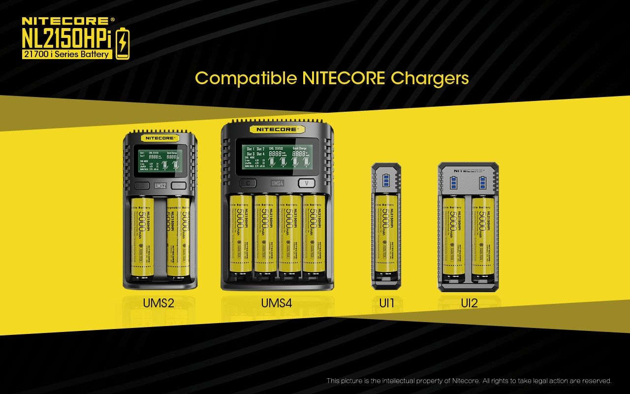 NITECORE NL2150HPI 5000mAh 3.6V 18Wh 21700 Li-ion oppladbart batteri høy ytelse for lommelyktbatteri